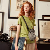 Plaid Baseball Cap Shoulder Bag with Embroidery Letter