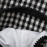 Plaid Baseball Cap Shoulder Bag with Embroidery Letter
