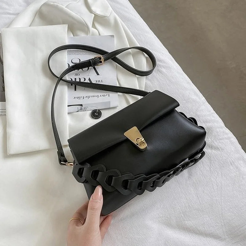 Pleated Belt Pu Leather Crossbody Bag For Women