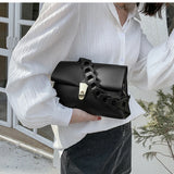 Pleated Belt Pu Leather Crossbody Bag For Women