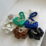 Pleated Cloud Bag Embroidery Shoulder Bag Chains Underarm Bag