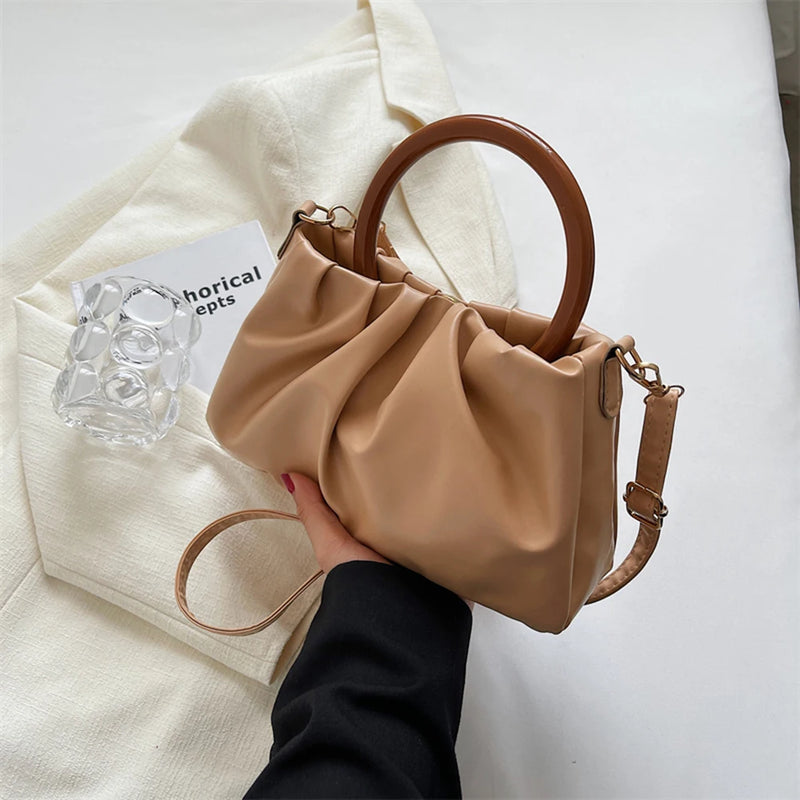 Pleated Cloud HandBag Shoulder Crossbody Bag Retro Handle Messenger