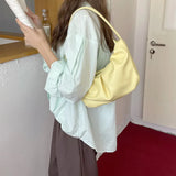 Pleated Women Underarm Bag Soft PU Leather Ladies Shoulder Bags Ruched Female
