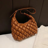 Pleated Down Bag Women's Winter Embroidery Shoulder Cross-body Bag