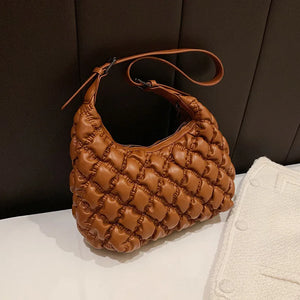 Pleated Down Bag Women's Winter Embroidery Shoulder Cross-body Bag