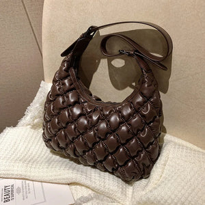 Pleated Down Bag Women's Winter Embroidery Shoulder Cross-body Bag