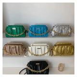 Pleated Acrylic Chains Cloud Women Hand Bags Ruched Shoulder Purses