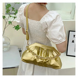 Pleated Retro Acrylic Chains Cloud Bag Ruched Shoulder Purse