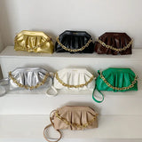 Pleated Retro Acrylic Chains Cloud Bag Ruched Shoulder Purse