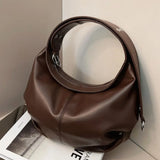 Pleated Large Capacity Tote Bag Winter PU Leather Women's Handbag