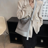 Pleated Leather Large Bag Shopping Bag Soft One Shoulder Backpack