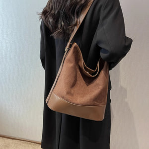 Pleated Leather Large Bag Shopping Bag Soft One Shoulder Backpack