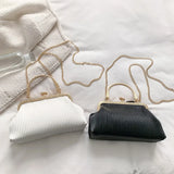 Pleated Messenger Bag Chain Purse Metal Handle Handbag Tote Bags for Women