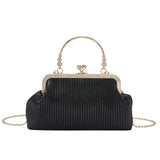 Pleated Messenger Bag Chain Purse Metal Handle Handbag Tote Bags for Women