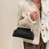 Pleated Messenger Bag Chain Purse Metal Handle Handbag Tote Bags for Women