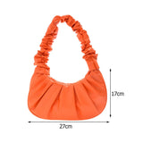 Pleated PU Shoulder Bag Women Large Top-handle Summer Armpit Solid Handbag