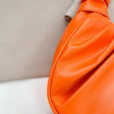 Pleated PU Shoulder Underarm Bag Women Large Top-handle Vintage Solid Handbags