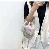 Pleated Pattern Bucket Shoulder Bags for Women
