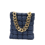 Plaid Chain Tote Bag Winter PU Leather Women's Handbag Shoulder Messenger Bag