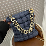 Plaid Chain Tote Bag Winter PU Leather Women's Handbag Shoulder Messenger Bag