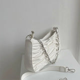 Pleated Shoulder Bags Women Solid Casual Underarm Streetwear Handbags Zipper