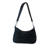 Pleated Shoulder Bags Women Solid Casual Underarm Streetwear Handbags Zipper