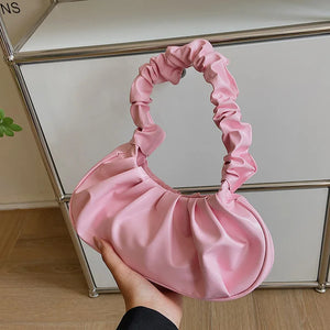 Pleated Shoulder Bag High-quality PU Leather Handbag for Women