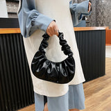 Pleated Shoulder Bag High-quality PU Leather Handbag for Women