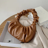 Pleated Shoulder Bag High-quality PU Leather Handbag for Women