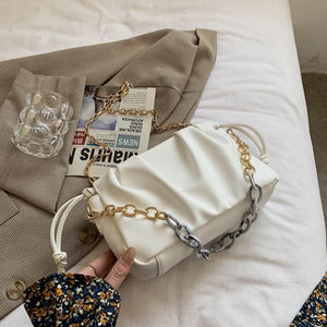 Pleated Square Armpit Bag Soft PU Leather Women's Shoulder Messenger Bag