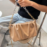 Pleated Square Armpit Bag Soft PU Leather Women's Shoulder Messenger Bag