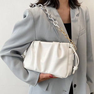 Pleated Square Armpit Bag Soft PU Leather Women's Shoulder Messenger Bag