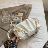 Pleated Square Armpit Bag Soft PU Leather Women's Shoulder Messenger Bag