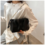 Pleated Square Armpit Bag Soft PU Leather Women's Shoulder Messenger Bag