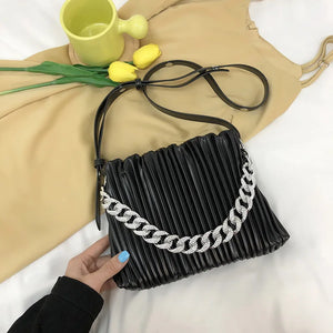 Thick Chain Shoulder Bag, PU Leather Women's Handbag Messenger