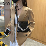 Thick Chain Shoulder Bag, PU Leather Women's Handbag Messenger