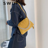 Thick Chain Shoulder Bag, PU Leather Women's Handbag Messenger