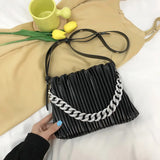 Thick Chain Shoulder Bag, PU Leather Women's Handbag Messenger