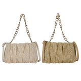 Pleated Straw Shoulder Crossbody Bag Women Beach Messenger Handbag Purse