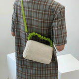 Pleated Weave Small Tote Bag Straw Women's Handbag