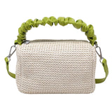 Pleated Weave Small Tote Bag Straw Women's Handbag
