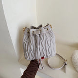 Pleated Crossbody Bag Tassel Bucket Handbag Chain Tote
