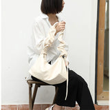 Pleated Armpit Shoulder Bag Soft PU Leather Handbag