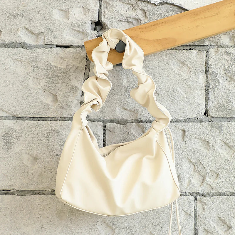 Pleated Armpit Shoulder Bag Soft PU Leather Handbag