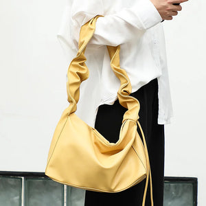 Pleated Armpit Shoulder Bag Soft PU Leather Handbag