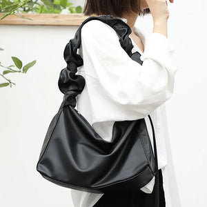 Pleated Women's Handbag Retro Solid Underarm Shoulder Bag