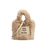 Female Plush Bucket Bag Cross-body Handbag