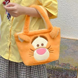 Plush Bear Double Sided Handbags Female Cartoon Shopping Bags Shoulder Bag