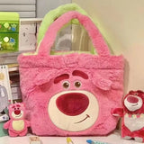 Plush Bear Double Sided Handbags Female Cartoon Shopping Bags Shoulder Bag