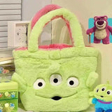 Plush Bear Double Sided Handbags Female Cartoon Shopping Bags Shoulder Bag